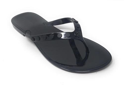 Tory Burch Women's Studded Jelly Thongs Sandals Flats (Perfect Black, us_footwear_size_system, adult, women, numeric, medium, 9)