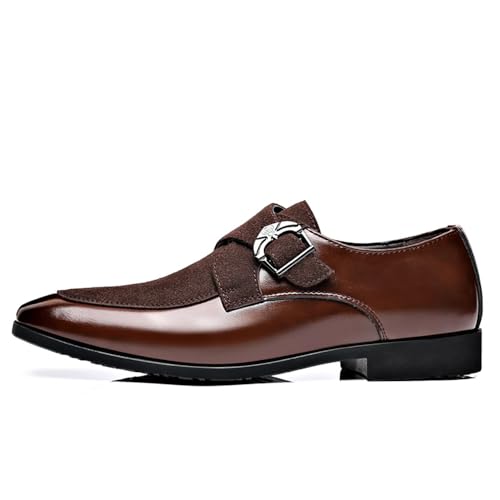 Image of Men's Suede Patent Leather Dress Shoes Business Formal Derby Fashion Oxford Tuxedo Shoes