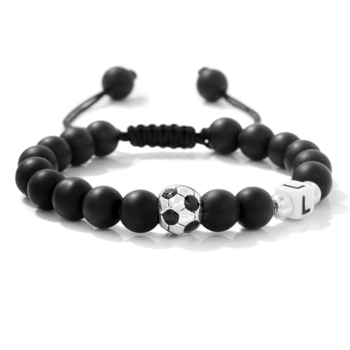 YUPZAR Braccialetto da calcio per ragazzi con lettera iniziale(M), ciondolo