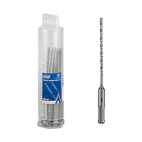 Image of SALI 10 Pcs 5 /32 inch*6 inch SDS Plus Rotary Hammer Drill Bit Concrete Drill Bit Kit Cross-Type Double Thread Carbide Material Suitable for Concrete, Brick, Cement Walls, Stone, Hammer Drill Bits for Concrete