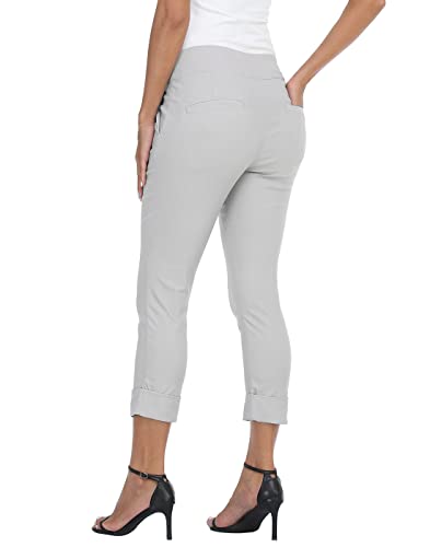 Image of HDE Pull On Capri Pant for Women w /Pockets Elastic Waist Cropped Work Pant