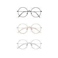 TenaLucy 3 Piezas Gafas Filtro Luz Azul,Gafas Luz Azul Hombre Gafas Luz Azul Mujer Gafas Anti Bloqueo de Bloqueo con Ronda Marco de Metal