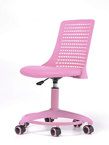 Office Factor Kid’s Chair- Adjustable Height Office School Children Desk Chair- Revolving Chair with Wheels- Breathable Back Chair for Kids, Holds up to 175 Lbs – Color Pink