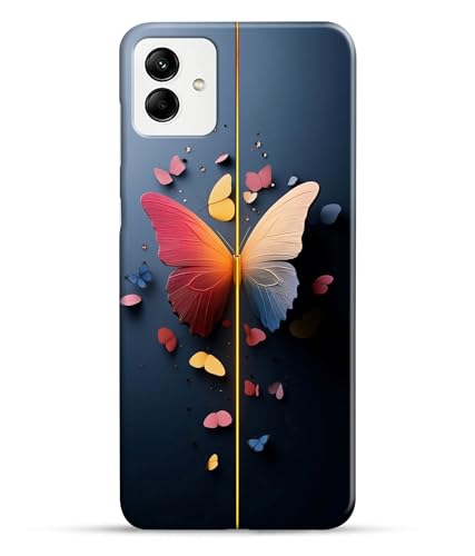 Image of Stylish Butterfly Printed Hard Back Case Cover Compatible for Samsung Galaxy A04 | A04E | Samsung A04 | A04E (Multicolor) - D1665