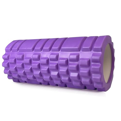 Foam Roller for Deep Tissue Massager, Patented 13" High Density Exercise Roller for Muscle and Myofascial Trigger Point Release, Yoga, Back Roller for Fitness, Yoga (Purple)