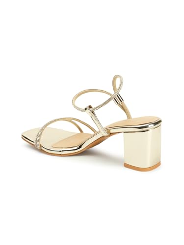 Image of Iconics Women Comfortable Block Heel Square Toe Ankle Strap fashion Sandal for Party, Wedding and Casual Use