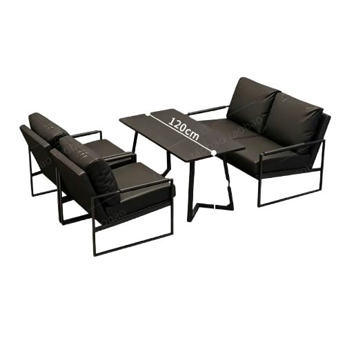 KIBONCY Sofá Moderno de Piel sintética con Marco de Metal Negro, sillón sofá 2 plazas 3 plazas, Mueble Industrial para salón Oficina recepción(G)
