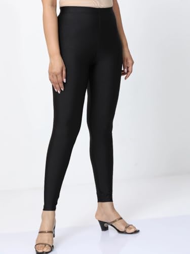 Image of Women's Nylon Shimmer Leggings | Ankle Length | Slim Fit | Stretchable Spandex Leggings | Shiny Finish | Casual Wear & Special Occasion