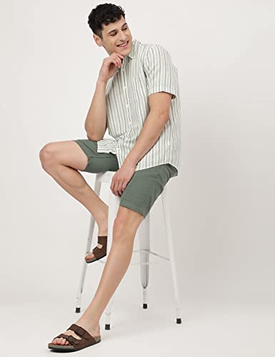 Image of Marks & Spencer Mens Striped Linen Blend Collared Neck Relaxed Fit Shirt