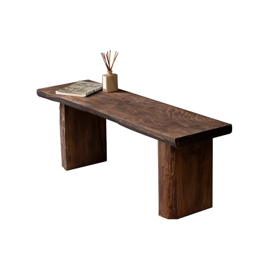 Banco de Madera Recibidor Taburete Pie de Cama Banqueta Dormitorio Otomana Reposapies Salon Taburete Tocador Banco Vestuario para Entrada Pasillo Salón Sala de Estar Cocina(Caramel,100cm/39.4in)