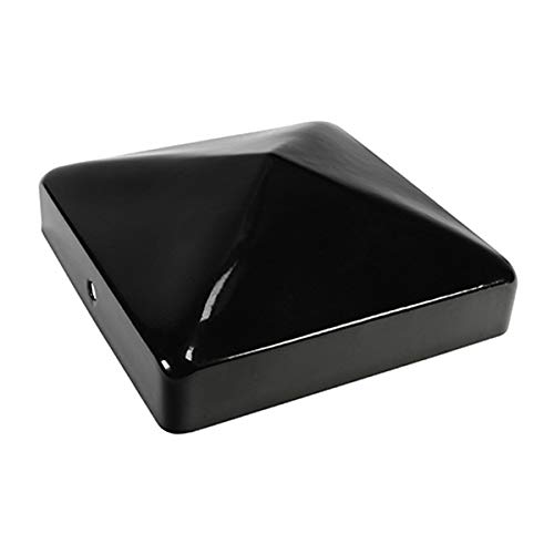 Metal Fence Post CAPS | Oxide Red/Galvanised Silver/Black | All Sizes 50mm 75mm 100mm Ball or Pyramid Available - Decorative (75x75mm Pyramid, Epoxy Black)