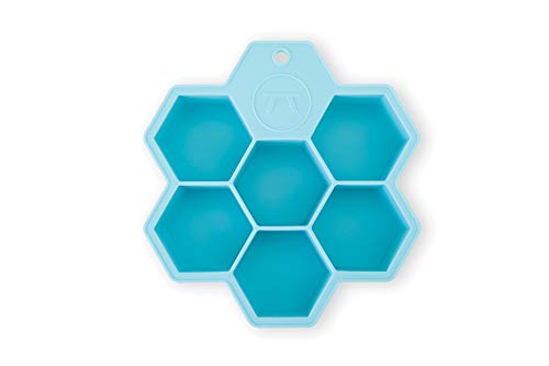 Image of Outset 76634 Large Hexagon Silicone Ice Cube Tray, 7-Cell, Blue