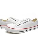 Hotroad Sneaker Damen Low Top Canvas Schuhe Turnschuhe Sportschuhe Halbschuhe Tennisschuhe Frühling Sommer Sommerschuhe Damenschuhe Bequeme Freizeitschuhe Frauen Unisex - Weiß / 40 EU