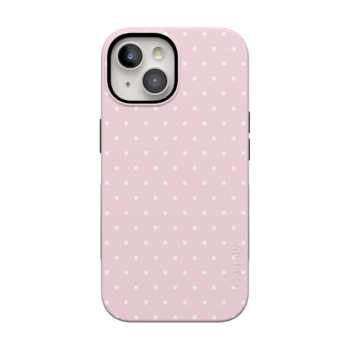 Casely iPhone 15 Plus Case | On the Dot | Pink & White Polka Dot | Bold Protective Design | Compatible with MagSafe