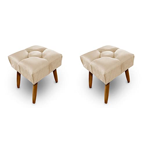 2 Pufes Para Sala ou Quarto Quadrado Banqueta Puff Kasi - Cores (Cinza)