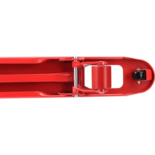 Global Industrial Standard Duty Pallet Jack with 27" W x 48" L Forks, 5500 lb. Capacity, Manual Pallet Truck for Warehouse, Manufacturing and Retail, Red Powder Coat Finish