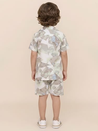 Image of POLKA TOTS Boys 100% Cotton Vacation Wear Co-ord Set | Trendy Printed Shirt & Shorts Combo for Kids | Breathable Summer Beach Outfit for Toddlers & Infants | Lightweight Daily Wear & Night Suit