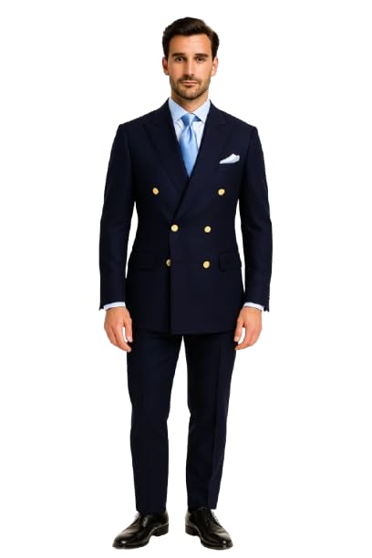 Double Breasted Blazer with Gold Buttons - Navy Blue Sport Coat