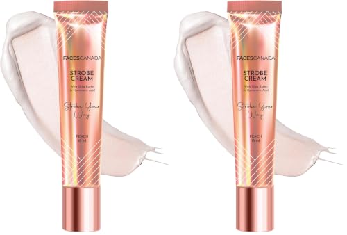 Image of FACES CANADA Strobe Cream Mini- Peach, 18ml | Primer + Highlighter + Moisturizer | Shea Butter & Hyaluronic Acid | Intense Hydration | Flawless Radiant Dewy Skin | Illuminating & Glowing Makeup Base