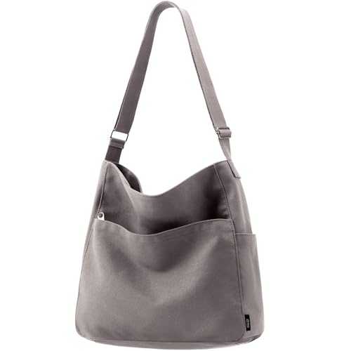 Image of KALIDI Canvas Tote Bag Zipper Large Crossbody Shoulder Bag Messenger Bag