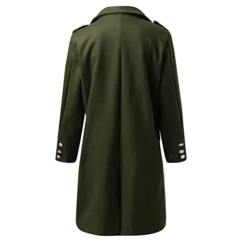 Coats For Women UK, Women's Autumn and Winter Woolen Coat Solid Color Double Breasted No Pocket Mid Length Woolen Coat Women's Lapel Coat Winter Jacket - Image 4