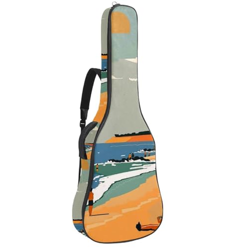 Housse guitare acoustique plage artistique pour emporter votre musique au bord de l'eau