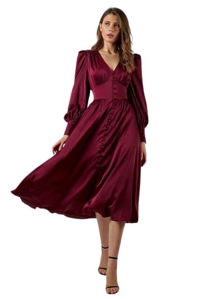 Satin Front Open Midi Gown/Women Dress/Frock Girls-image-43