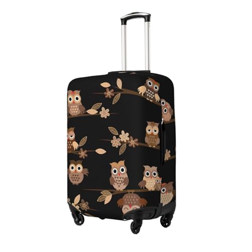 Cute Brown Cartoon Owls Print Luggage Suitcase Cover Protector Luggage Washable Covers With Concealed Zipper2