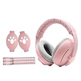 [Sonriia] ベビー 2Way防音イヤーマフ 耳当て 子供の聴覚・耳保護 ヘッドホン キッズ 赤ちゃん 幼児 イヤーホン 遮音 ノイズ減少 騒音軽減 聴覚過敏 軽量 コンパクト 折り畳め 持ち運び 旅行 睡眠 飛行機 ヘッドバンド調整可能 0歳から4歳 出産祝い 誕生日 ギフト プレゼント (ピンク)