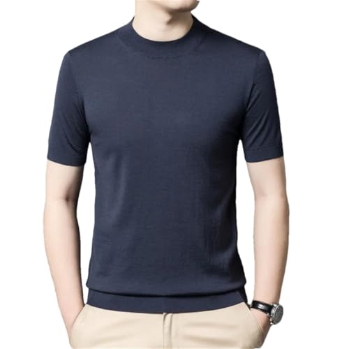 Men Solid Regular O-Neck Sweater Short Sleeve Wool Pullovers