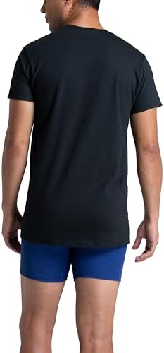 Fruit of the Loom Men's Undershirts, Moisture Wicking & Tag Free, Short Sleeve Crew T-Shirts, Black/Grey - 3 Pack, Large — view 3