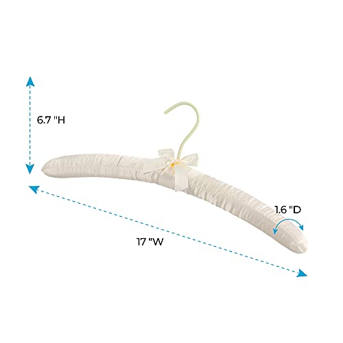 Js Hanger JS-EB01-IW Padded Hanger For Sweaters - 17 Inch Extra Large Heavy Duty Satin Covered Coat Hangers No Shoulder Bump thumb #4