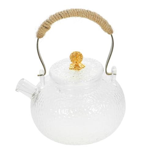 TOYANDONA Tetera de Vidrio Grueso Resistente al Calor Diseño Martillado con Mango de Cobre Tetera para Uso Doméstico Fácil de Limpiar y Llenar para Infusión de Té y Agua Color Aleatorio