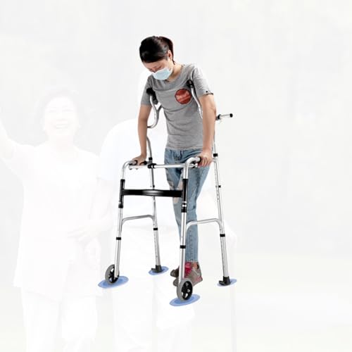 歩行補助器 軽量アルミ製 折りたたみ式 耐荷重180kg 高さ7段調節 室内室外兼用 キャスター付き 転倒防止 多機能 高齢者用 介護用品 リハビリ用 2way式 シャワーチェア機能付き ポータブル式 二輪