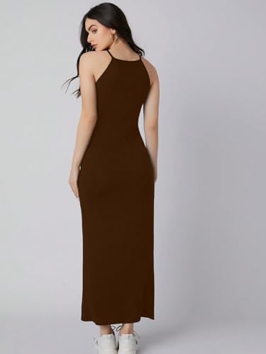 Image of Aahwan Pink Solid Halter Neck Solid Bodycon Midi Dress for Women's & Girl's