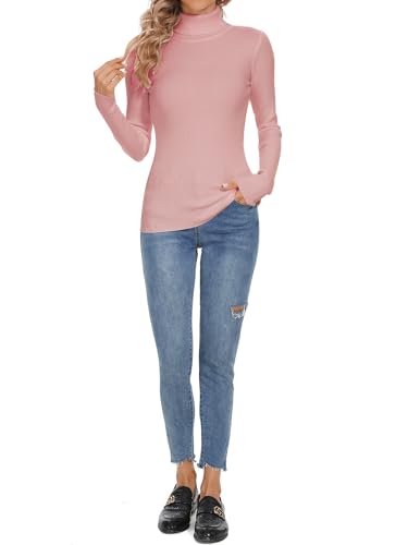 Image of Turtleneck Sweaters for Women Ribbed Long Sleeve Pullover Sweater