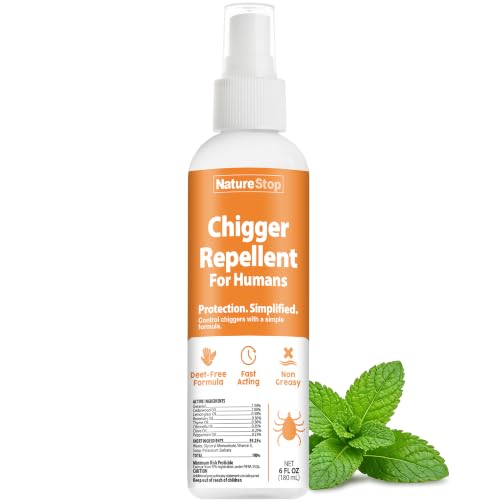 NatureStop Chigger Repellent Spray for Humans - DEET-Free Chigger Repellent for Outdoor Protection 6 oz