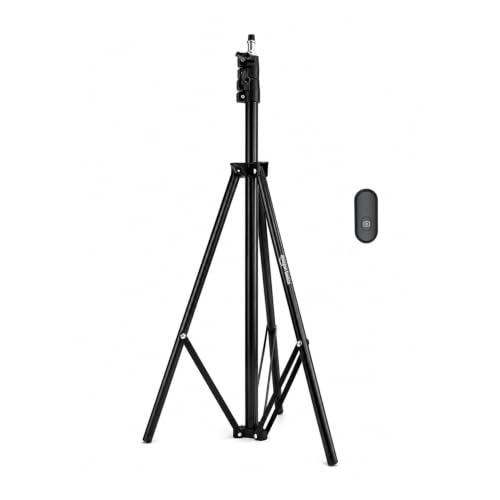 Image of Amazon Basics 78-Inch (200 cm) Aluminium Tripod with Bluetooth Remote & Mobile Holder, Phone Stand for Ring Light, GoPro & Camera, for Video Recording, Streaming, Reels & YouTube, 5 Kg Load Capacity