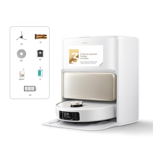 Robot Aspirapolvere Intelligenti Mova V50 Ultra Complete Robot Aspirapolvere e Lavapavimenti, Potenza di Aspirazione da 24.000 Pa, con Svuotamento Automatico, Lavaggio Termico con Sistema Aoppia Soluzione, Sistema StepMaster, Bianco