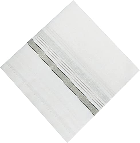 Image of Kuber Industries Lining Design 100% Cotton Premium Collection Handkerchiefs Hanky for Men, Set of 9 (White), Standard (HS 37 KUBMART020440)