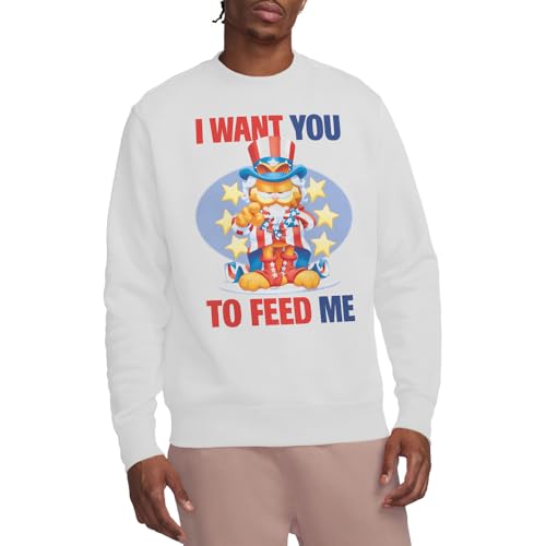 Sweatshirt Garfield I Want You Crew blanc avec motif imprimé haute définition L