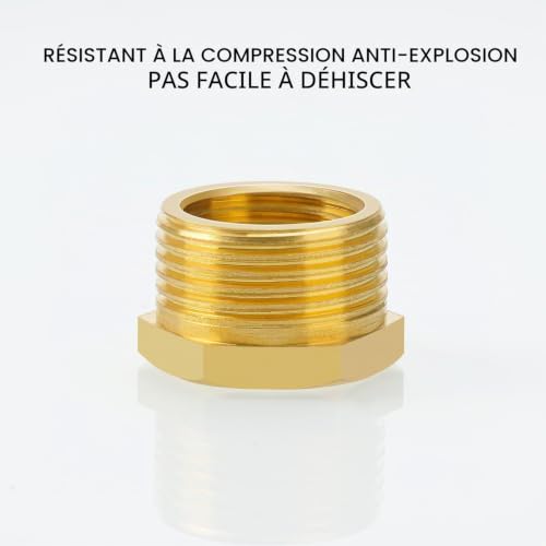 nutmanel Bague Réduction 3/4 à 1/2 Pouces Laiton Réduction AG/IG Fileté Réduit Filetage Intérieur x Filetage Externe Filetés Adaptateurs Réducteur Raccord en laiton Accessoires Pour Tuyaux – vue 3