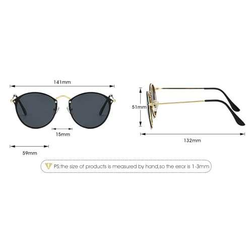 Retro Round Punk Metal Women Sunglasses Shades UV400 Fashion Men Trending Mirror Sun Glasses3