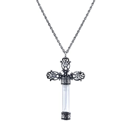 1928 Jewelry Crystal Cross Vial Pendant Necklace For Women 30