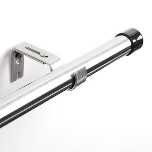 Deconovo Extendable Curtain Poles for Eyelet Curtains, 25mm Silver Curtain Pole Set 76-157cm with Adjustable Brackets, Net Curtain Rods for Windows, 76-157cm, Silver