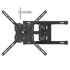Amazon Basics Full Motion TV Wall Mount with Horizontal Post Installation Leveling for 32″ to 86″ TVs, Black