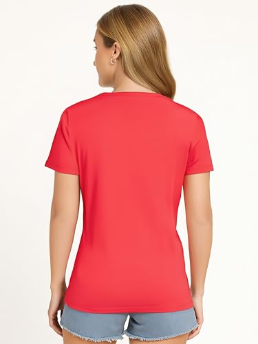 Image of V Neck T Shirts for Women, Athletic Short Sleeve Workout Top, UV Sun Protection, Quick Dry Moisture Wicking Shirts for Women