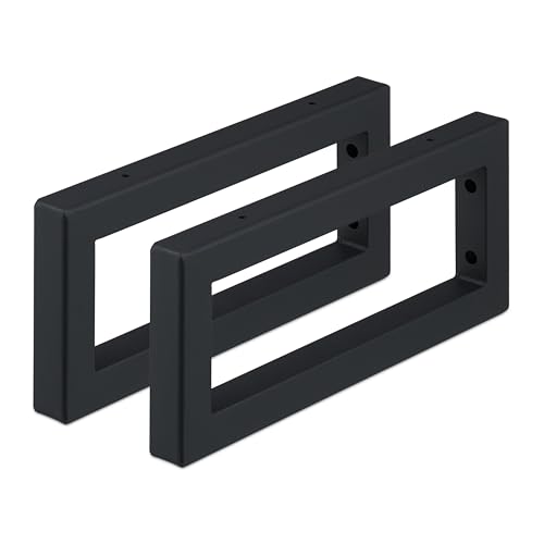 Relaxdays Wandkonsole, 2er Set, 35 cm, Stahl, Regalhalter für Waschtisch & Wandregal, rechteckige Regalkonsole, schwarz