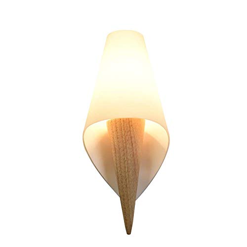 Preisvergleich Produktbild Hölzerne LED-Wandleuchte, Minimalism Cone Wandleuchte Glas-Lampenschirm für Wohnzimmer, Küche, Esszimmer, Nacht, usw.