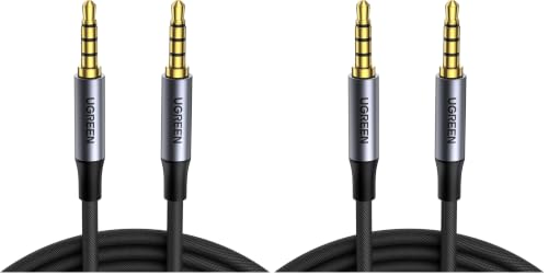 Image of UGREEN 3.5mm Audio Cable Braided 4-Pole TRRS Hi-Fi Stereo Jack Shielded Male to Male AUX Cord Compatible with iPad, Samsung Phones, Tablets, Car Home Stereos, Headphones, Speaker, 3FT (Pack of 2)